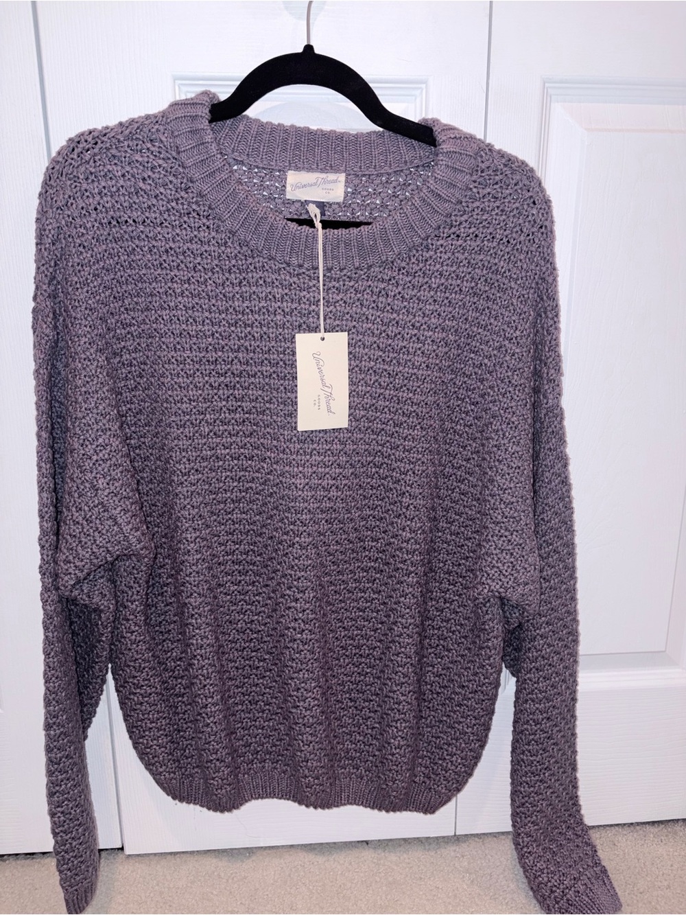 Universal Thread Lavender Waffle-Knit Crewneck Sweater